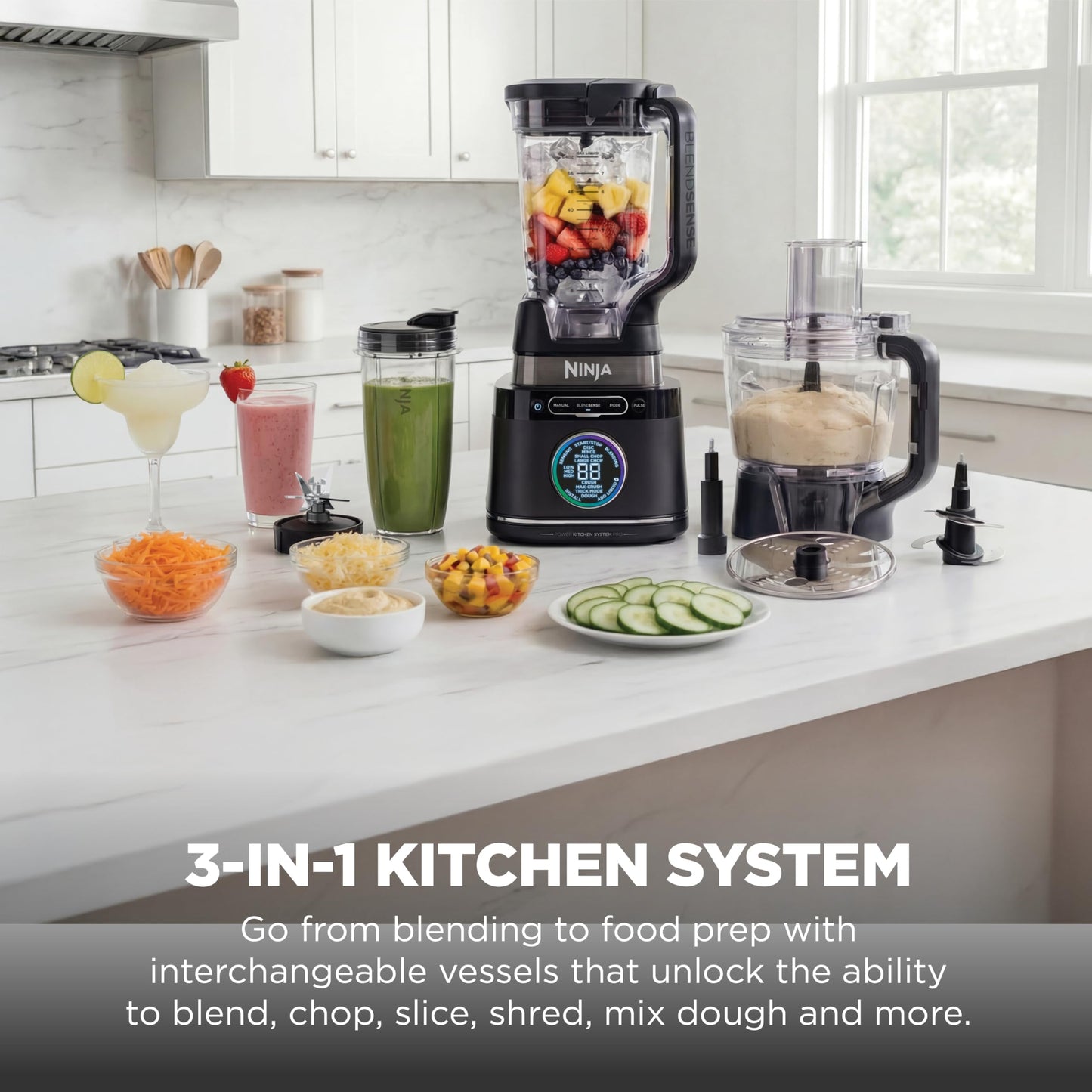 Ninja blender + processor combo, 1800W, 8-cup bowl, BlendSense tech