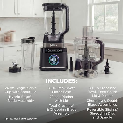 Ninja blender + processor combo, 1800W, 8-cup bowl, BlendSense tech