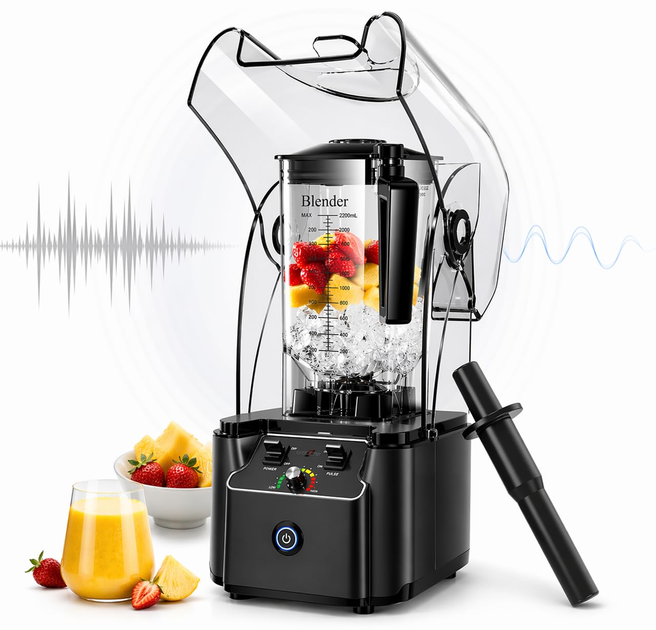WantJoin 2200W commercial blender, quiet shield, high power, self-cleaning