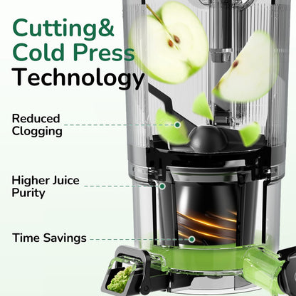 Canoly C16 cold press juicer, 6" chute, 3 filters, juice/sorbet/nut milk, BPA-free