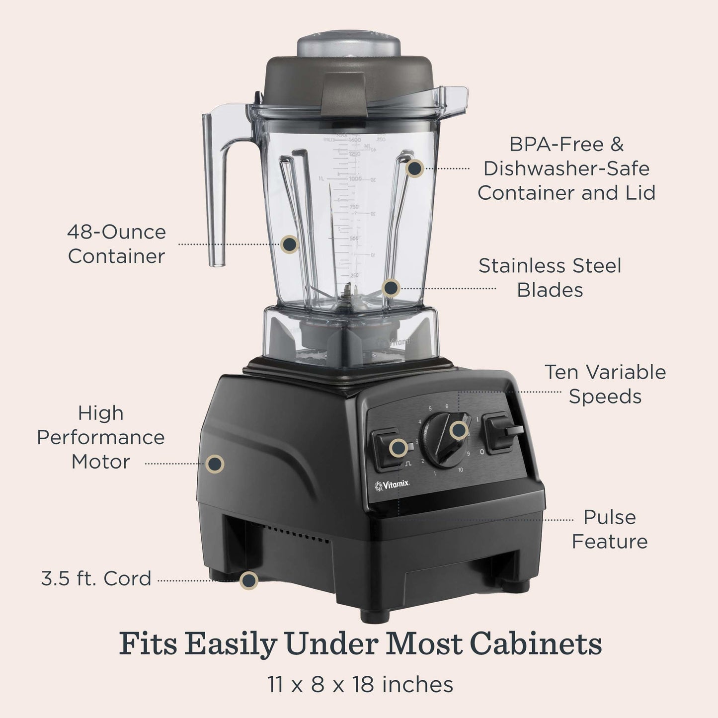 Vitamix E310 blender, 48oz, 10-speed, self-cleaning, pro smoothies & soups, red
