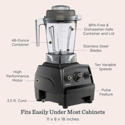 Vitamix E310 blender, 48oz, 10-speed, self-cleaning, pro kitchen use, slate