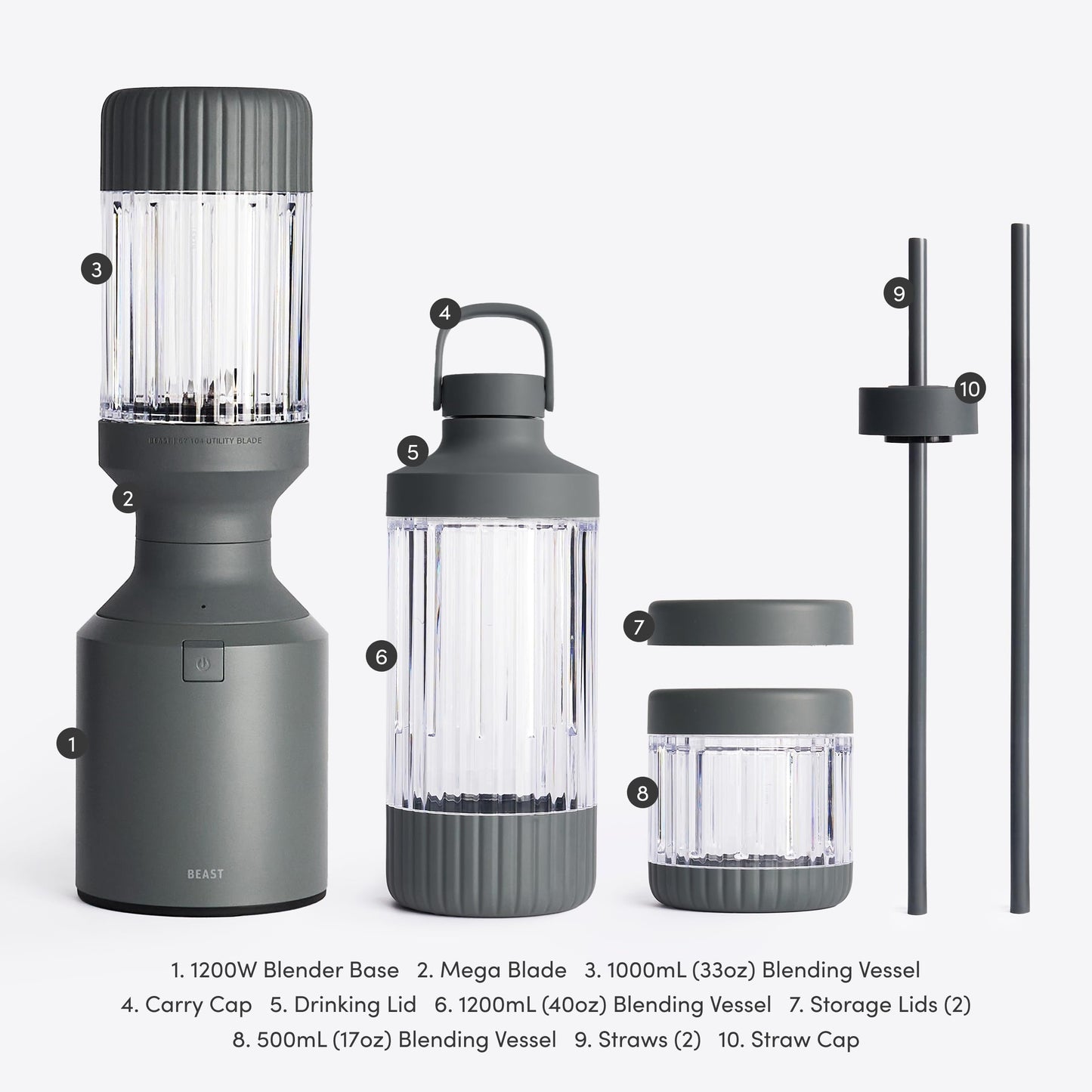 Beast Mega 1200 blender, XL vessel, smoothies, ice & frozen fruit blending