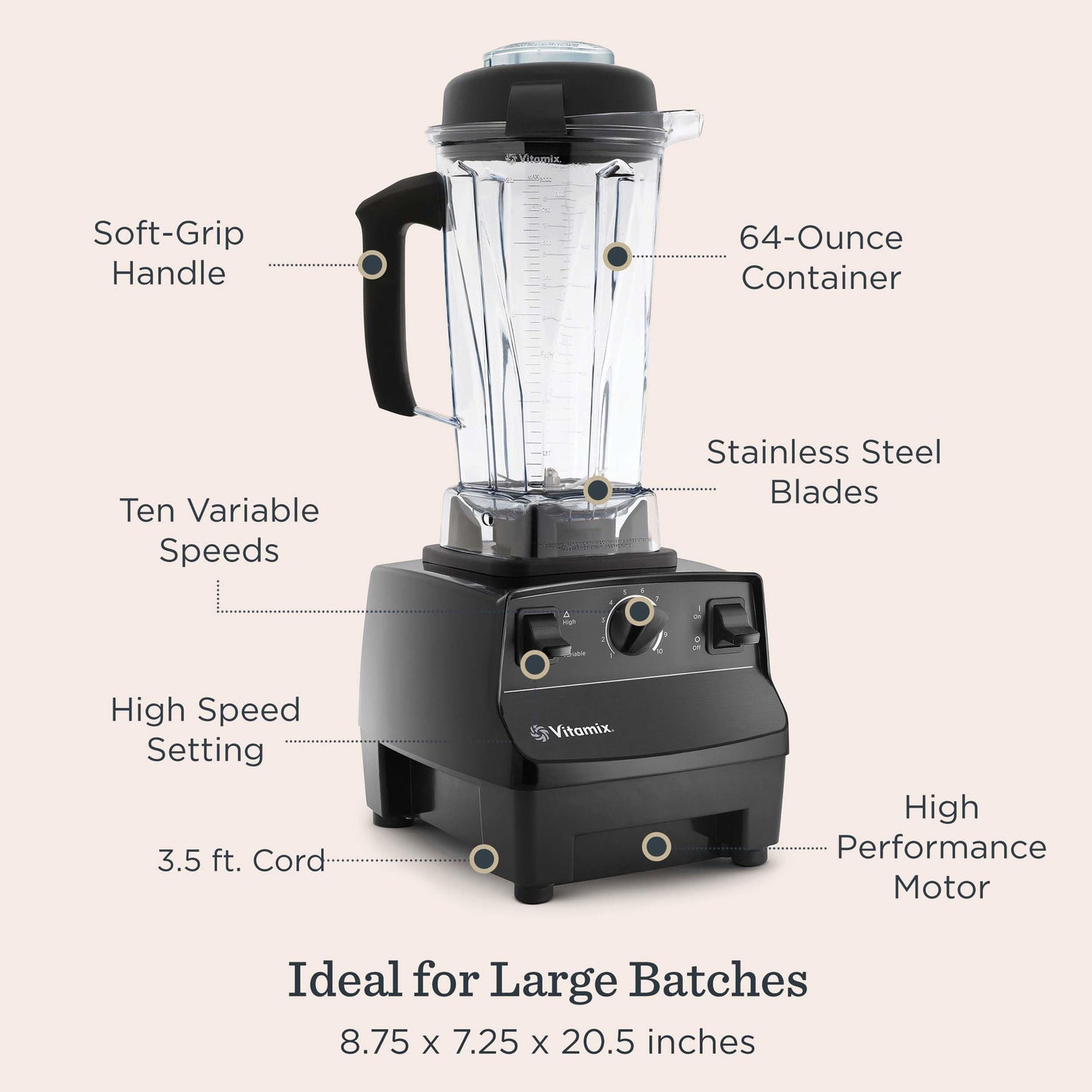 Vitamix 5200 blender, 64oz, classic professional blender for smoothies
