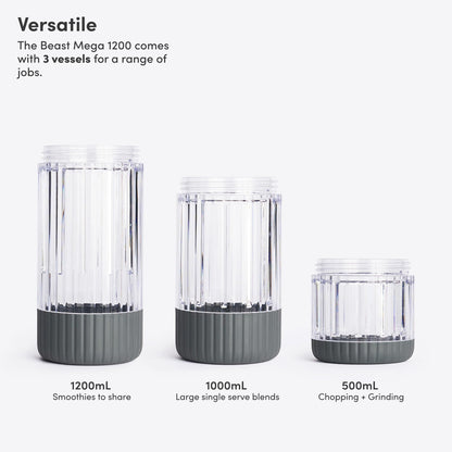 Beast Mega 1200 blender, XL vessel, smoothies, ice & frozen fruit blending