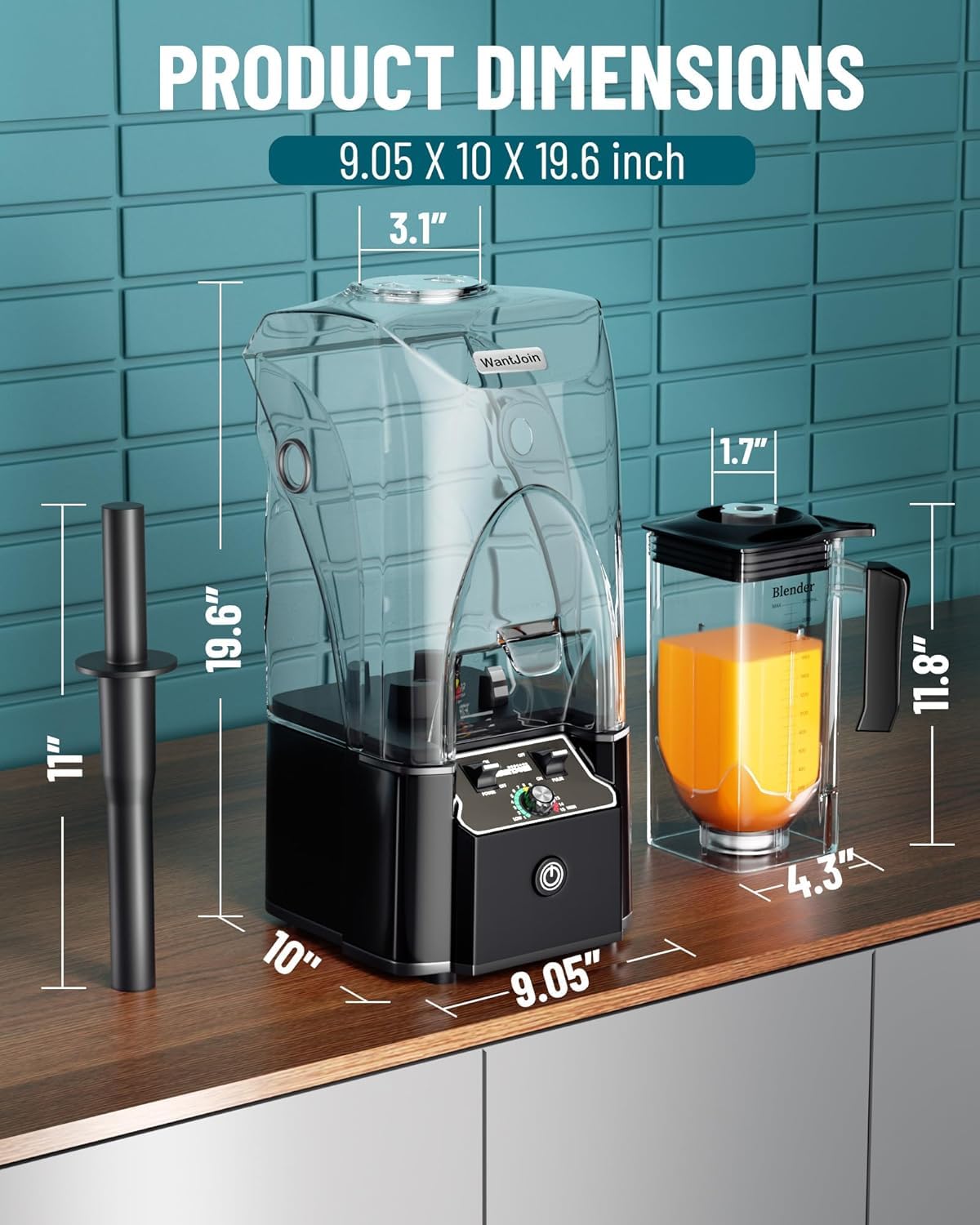 WantJoin 2200W commercial blender, quiet shield, high power, self-cleaning