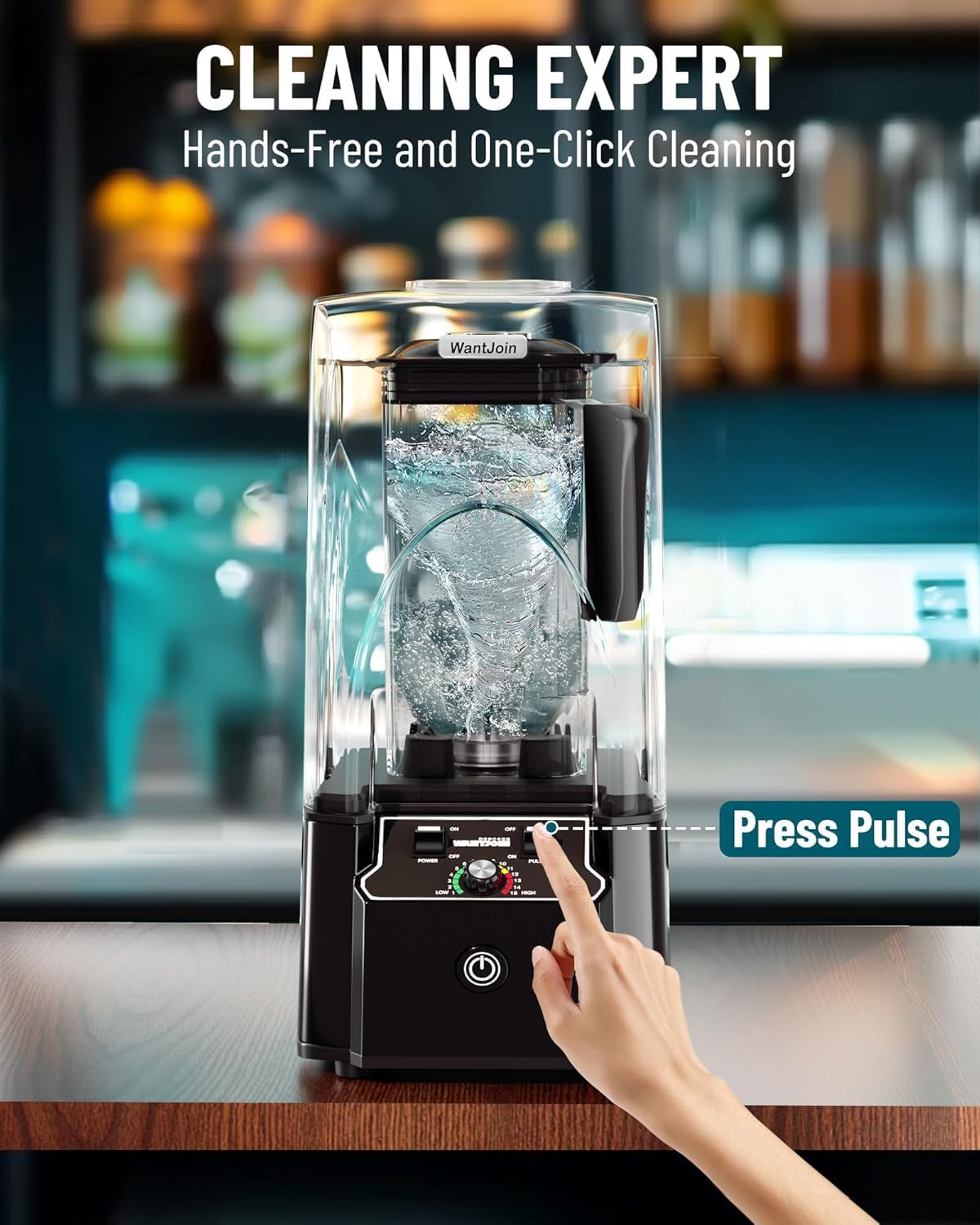 WantJoin 2200W commercial blender, quiet shield, high power, self-cleaning