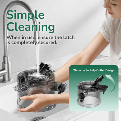 Canoly C16 cold press juicer, 6" chute, 3 filters, juice/sorbet/nut milk, BPA-free