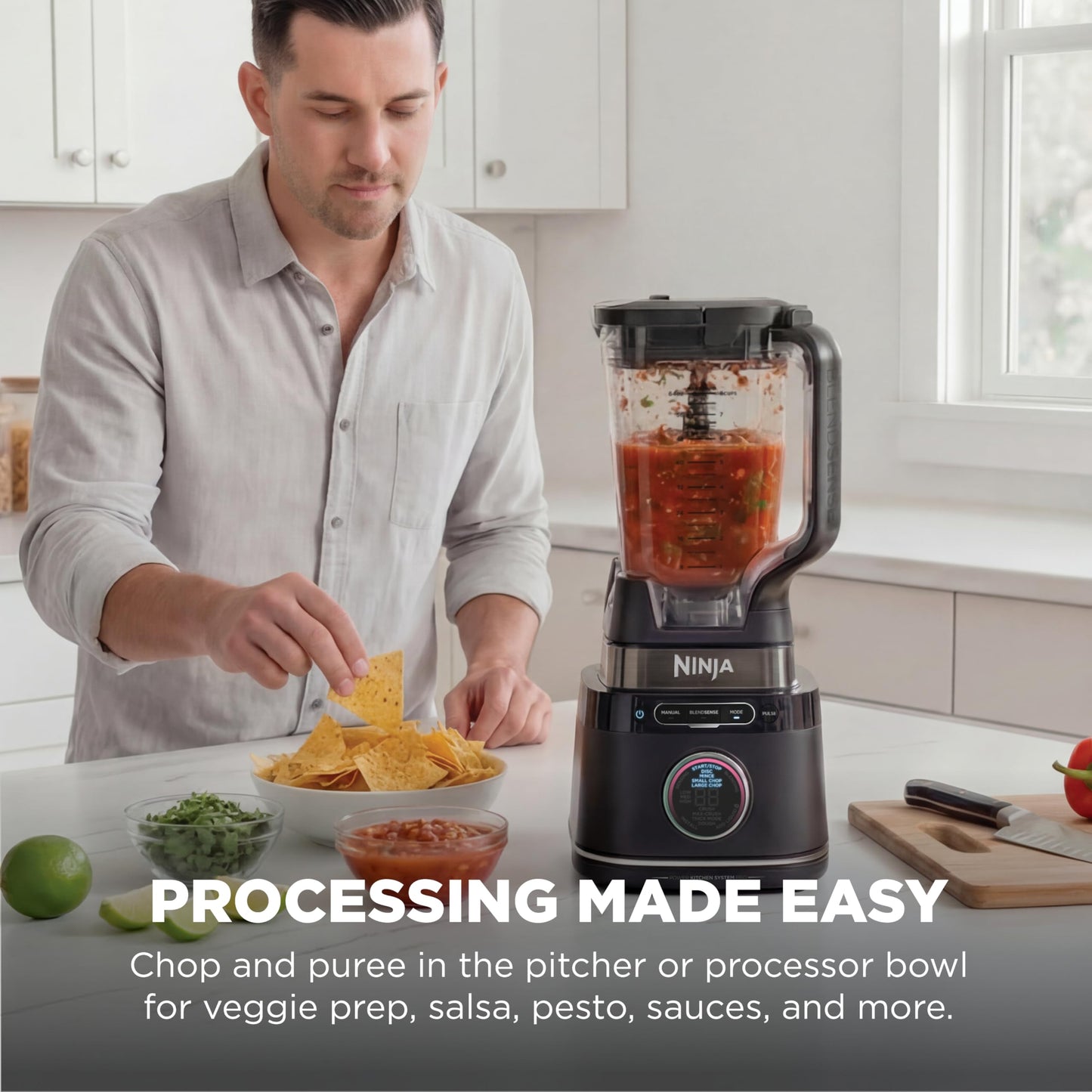 Ninja blender + processor combo, 1800W, 8-cup bowl, BlendSense tech