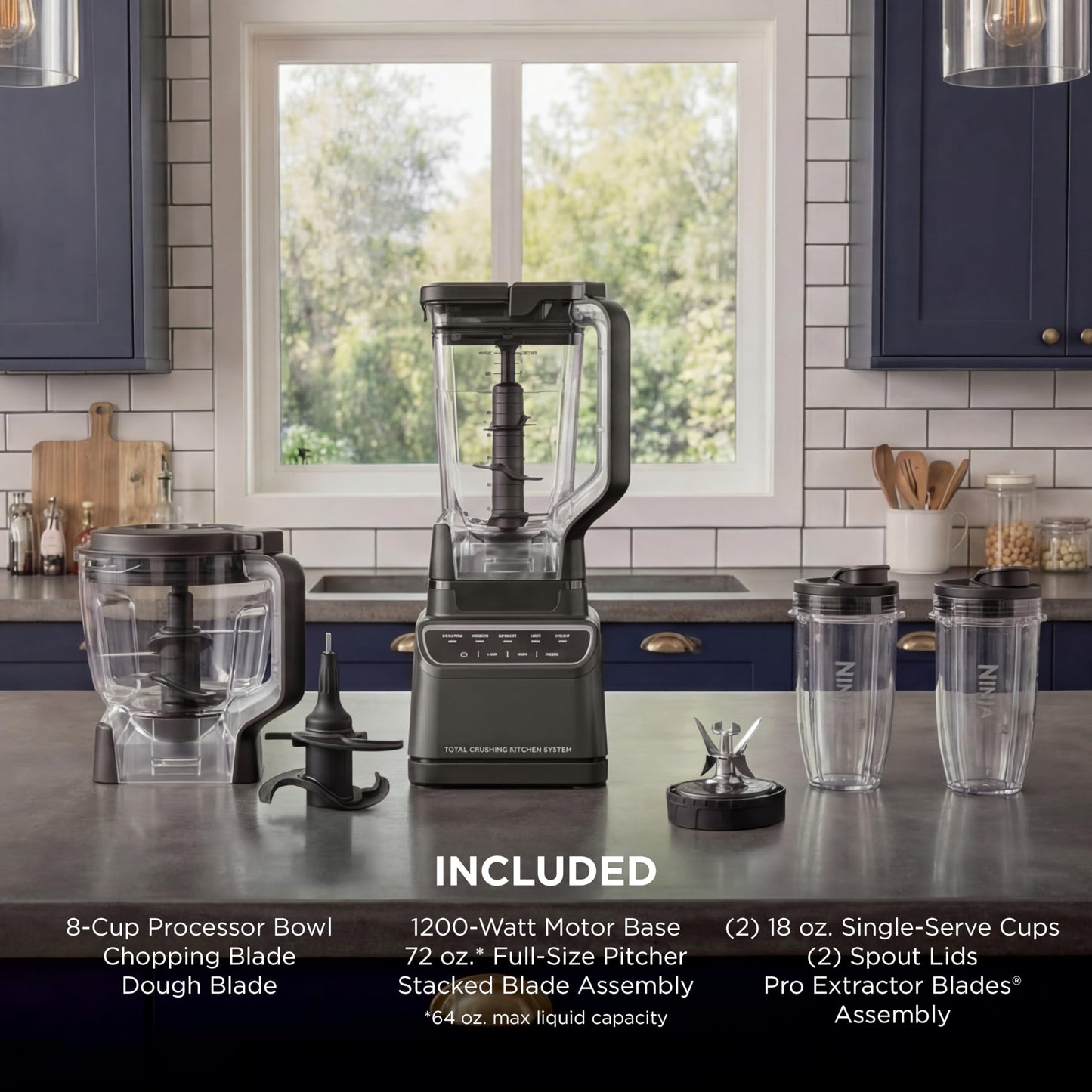 Ninja kitchen system, 1200W, blender + food processor, cups & bowl included